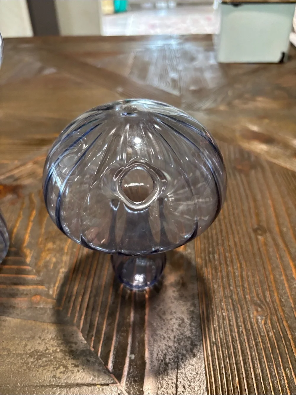 Smoky Gray Glass Mushroom Accent Set - Home Accents